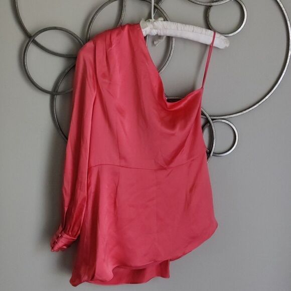 🤩HOST PICK 🤩NWT $395 Cinq a Sept Stace one shoulder 100% silk top - Picture 6 of 9